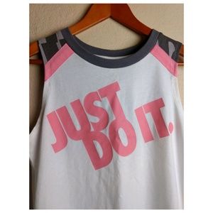 Nike White & Pink Logo Tank Top